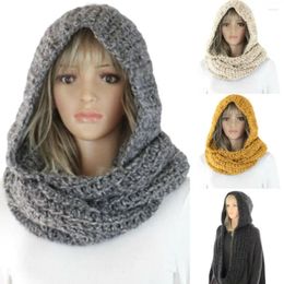 Scarves Warm Hooded Scarf Fashion Polyester 56-58cm Wrap Circle Loop Neck Soft Knitted Winter