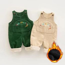 Winter Unisex Toddler Baby Corduroy Dungarees Overalls for Kids Casual warm Pants Oversize letters Loose Jumpsuit Kids Clothes 240115