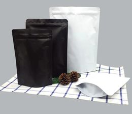 Stand up Matte Black/White Foil Zip Lock Bag Coffee Powder Nuts Chocolate Spice Resealable Storage Heat Sealing Pouches