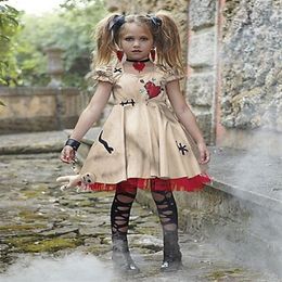 Vampire Girls Costumes Halloween Costume for Kids Wedding Ghost Bride Flower Girl Witch Costume Voodoo Disfraz309i