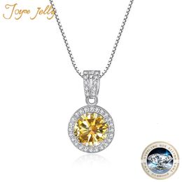 JoyceJelly 18 Color Choice 1CT VVS Pendant Necklace 925 Sterling Silver Jewelry For Women Promise Pass Diamond Tester 240115