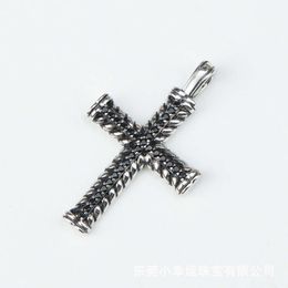 2024 Designer David Yuman Jewelry Bracelet David's Cross Set Black Diamond Zircon Necklace with Stainless Steel Chain and Double Button Line Pendant