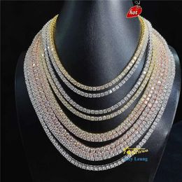 Necklaces Designer Jewellery pass diamond tester large stock hip hop Jewellery 2 0mm6 5mm vvs moissanite diamond 925 silver iced out tennis chai