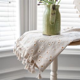 Country Pastoral Style Cotton Linen Curtain for Living room Beige Curtain for Bedroom Cute Daisy Window Blinds With Tassel 240115