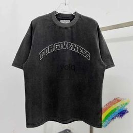 Men's T-Shirts Washed Embroidered Letters T-shirt Men Women Best Quality Top Tees T Shirtyolq