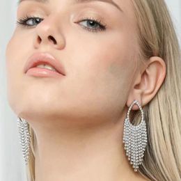 Dangle Earrings 2024 Luxury Wedding Party Shiny Crystal Tassel High-quality Statement Jewelry Rhinestone For Women Fashion