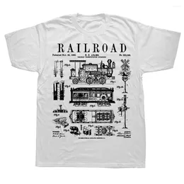 Men's T Shirts Railroad Railway Steam Train Vintage Patent Streetwear Short Sleeve Birthday Gifts Summer Style T-shirt Mens Clothing