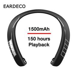 Earphones EARDECO 150 Hours Playback Bluetooth Earphone Wireless Headphones Bass Neckband Earphones Stereo Sport Retractable Headset Mic