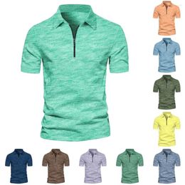 Men's Polos Mens Short Sleeve Zipper Tie Dyed Striped Polo Shirt Top Boys Green Yellow Colourful Tee Plus Size Summer Sportswear Xxxl