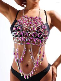 Women's Tanks Y2k Sexy Backless Crop Top Women 2024 Summer Fashion Hollow Out Shiny Crystal Diamonds Festival Tank Tops