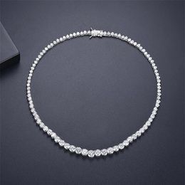 2022 Top Sell Bride Tennis Necklace Sparkling Luxury Jewellery 18K White Gold Fill Round Cut White Topaz CZ Diamond Gemstones Ins Wo223o