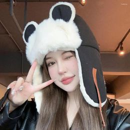 Berets Adults Hat Ultra-thick Winter Warm Plush With Cute Ears For Women Cold-proof Ear-flapped Super Soft Earmuffs Cosy