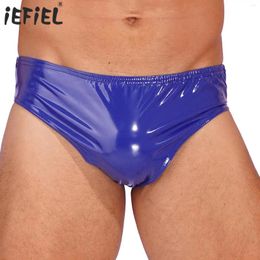 Underpants Mens Glossy Appearance Briefs Panties Elastic Waistband Wet Look Patent Leather Clubwear Pole Dancing Rave Costume
