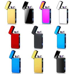 Elektrisches Dual-Arc-USB-Feuerzeug, wiederaufladbar, winddicht, flammenlos, Plasma-Feuerzeuge, trockene Kräuter, Tabak, Zigarettenrauchen, mit LED-Leistungsanzeige, Männer-Gadget-Geschenke