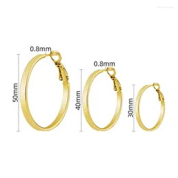 Hoop Earrings Flat Big For Women Round Circle Ladies Punk Stainless Steel Jewelry Gift