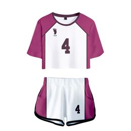 Anime Haikyuu Cosplay Costume Shiratorizawa Academy Ushijima Wakatoshi Tendo Satori Tracksuit Women Two Piece Set Top and Shorts264N