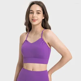 Yoga Outfit Seamless Fitness Sports Bra Women Cross Straps Sexy Bralette Gym Top Workout Crop Push Up Tight Underwear Running Vest