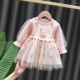 Girl Dresses Long Sleeve Girls Swan Dress Kids Spring Autumn Pink Mesh Tulle Princess Party Casual