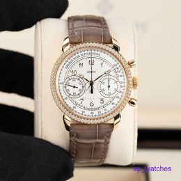 Luxury Wristwatch Pateksphilipes 7150/250R Men's Watches Chronograph 18K Rose Gold Silver Arabic Dial 38 mm Automatic Mechanical Watch FUN 4XIC