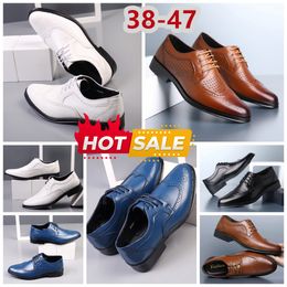 Model Formal Designer Dress Shoes Mens Black Blue white Leather Shoes Point Toe party banquet suit Men's Business heels designer Shoes EUR 38-47