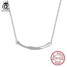 Necklaces Orsa Jewels Smile Necklace for Women Sterling Sier Smile Bar Necklaces Aaaa Zirconia Sier Jewellery Gift for Girl Sn285