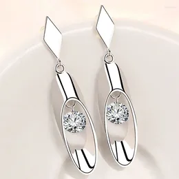 Dangle Earrings S925 Sterling Silver 55MM Light Luxury Hollow Water Drop Zircon For Women Fashion Engagement Gift Jewelry