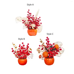 Decorative Flowers Chinese Year Decoration Tabletop Creative Spring Festivals Floral Arrangement For Cabinet Holiday Bedroom Decor