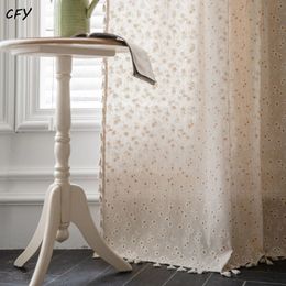 Cotton Linen Korean Daisy Tassels Blackout Window Curtain Thick Ready-made Drape for a Bedroom Curtains In The Living Room 240115