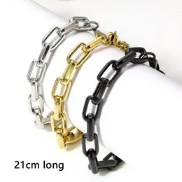 Link Bracelets Punk 304 Stainless Steel Oval Cross Chain For Men Women Metal Bracelet Party Jewellery Gift 21cm(8 2/8") Long