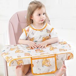 Baby waterproof sleeveless bibs Coverall with Table Cloth Cover Dining Chair Gown Saliva Towel Burp Apron born 240115