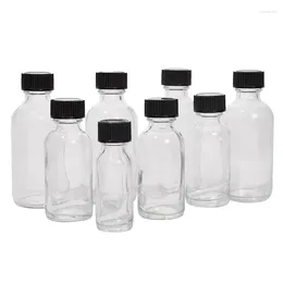 Water Bottles 6pcs Small Clear Glass With Lids Round Sample For Juice Oils Ginger Ss Whiskey Liquids