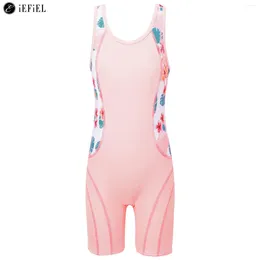 Women's Swimwear Kids Girls Sleeveless Boyleg One Piece Swimsuit Cutout Back Athletic Quick Dry Bathing Suit For Pool Sport Water Park