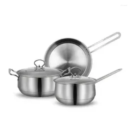 Cookware Sets Wholesale Stainless Steel Pot 3-Piece Set Milk Soup Wok Opening Event Multi-purpose Gift