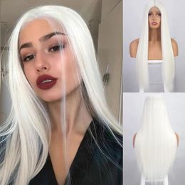 I's a wig Long Straight White Cosplay Wigs Synthetic Wigs for Women 60 613 Blonde Grey Pink Black Color for Daily Party Lolita240115