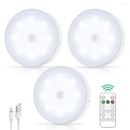 Wall Lamp 3Pcs Closet Lights With Remote Control Dimmable Automatic On/Off Always-on Mode Wireless Motion Sensor Cabinet Lamps