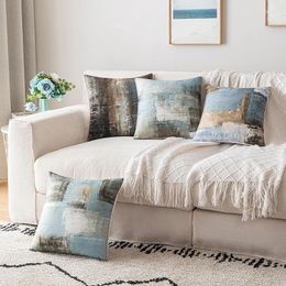 Pillow Velvet Abstract Watercolour Cover For Living Room Sofa Car Party Decorative Texture Gradient Case 45x45cm