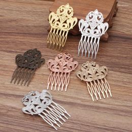 Hair Clips 10 PCS 50 80 MM Metal Combs Hairpin Copper Filigree Flower Vintage Hairwear Bridal Headwear