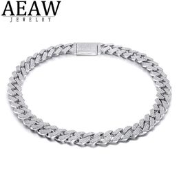 AEAW 18 Inch 925 Sterling Silver Setting Iced Out Moissanite Diamond Hip Hop Cuban Link Chain Miami Necklace Jewellery for Mens X050260L