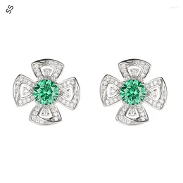 Dangle Earrings French Vintage Emerald Studded With Zircon Gemstone Designer Stylish Personality Jewellery Everything