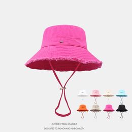 Designer hink hatt för kvinnor frayed cap bob breda brim hattar sommarmonterad fiskare strand