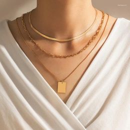 Pendant Necklaces Sindlan 1Pc Multi Layer Gold Color Chain Necklace For Women Punk Simple Geometric Set Female Fashion Jewelry Gift Collar