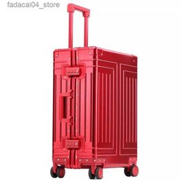 Suitcases top quality aluminum travel luggage business trolley suitcase bag spinner boarding carry on rolling luggage 20/24/26/29 inch Q240116