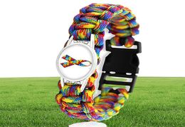 2021 Puzzle Piece Autism Awareness Hope charm Colourful 2518mm Glass Cabochon Outdoor Survival Paracord Bracelets Men Women Jewelr16983864