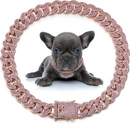 Dog Collars Chain Collar Diamond Cuban Link Necklace Metal Cat Pet Crystal Jewelry Accessories For Dogs Cats