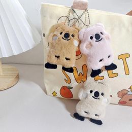 Keychains Cute Tailless Bear Keychain Soft Cotton Animals Bag Pendant Stuffed Toys Car Accessories Kawaii Women Girls Birthday Gifts