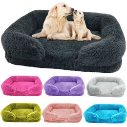 Winter Rectangular Large Dog Beds Washable Plush Fluffy Dog Cat Bed Mat Pet Cushion Big Medium Kennel House camas para perro 240115