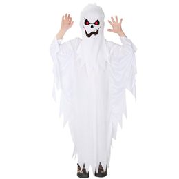 Theme Costume Kids Child Boys Spooky Scary White Ghost Costumes Robe Hood Spirit Halloween Purim Party Carnival Role Play Cosplay 305q