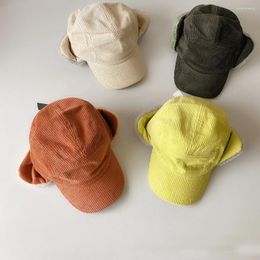 Ball Caps 2024 Corduroy Kids Muts Dames Winter 5 Panel Baseball Hats With Ears Cap Boys Girls Baby Gorra Invierno Hombre Russian