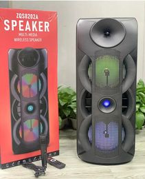 Speakers Caixa De Som80W Outdoor Double 8 Inch Square Dance Bluetooth Speaker Portable Wireless Card Subwoofer K Song Amplifier 3D Stereo