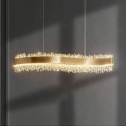 Modern Luxury Crystal Pendant Lights Dining Living Room Ceiling Chandeliers Lighting Room Decor Tassel Pendant Gold Led Lamps